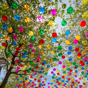 CB7_8558 Les boulevards de Calais vont changer avec les décors de l'artiste portugaise Patricia Cunha. Du 28 mai au 30 septembre, des ballons et des franges de couleurs...