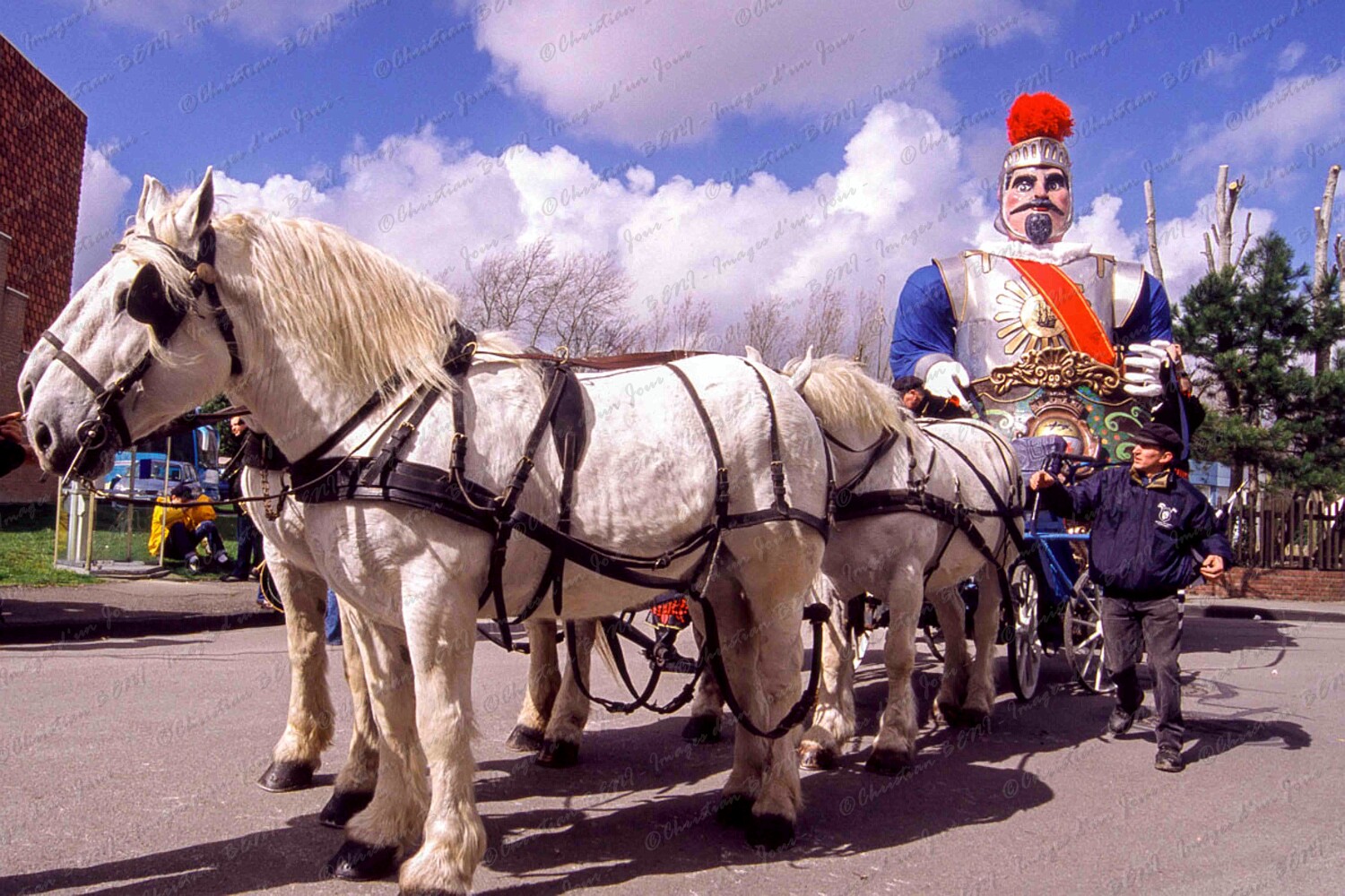 reuze tiré par les chevaux 